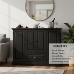 Mango Wood Peetz Royal Bar Cabinet – Stylish Home Bar Furniture with Wine Glass Storage & Shelves for Living Room, Dining & Lounge 