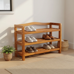 Wooden Shoe Rack 3 Tier Storage Cabinet Wood Shelf for Hallway Large Furniture Organiser Unit Brown Cupboard Racks 