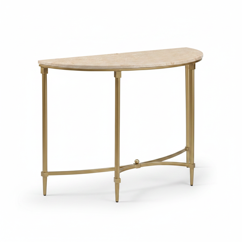 Luxury Console Table with Ceramic Marble Top & Gold Metal Legs, Narrow Entryway Display Table for Hallway, Foyer, Living Room and Behind Sofa 