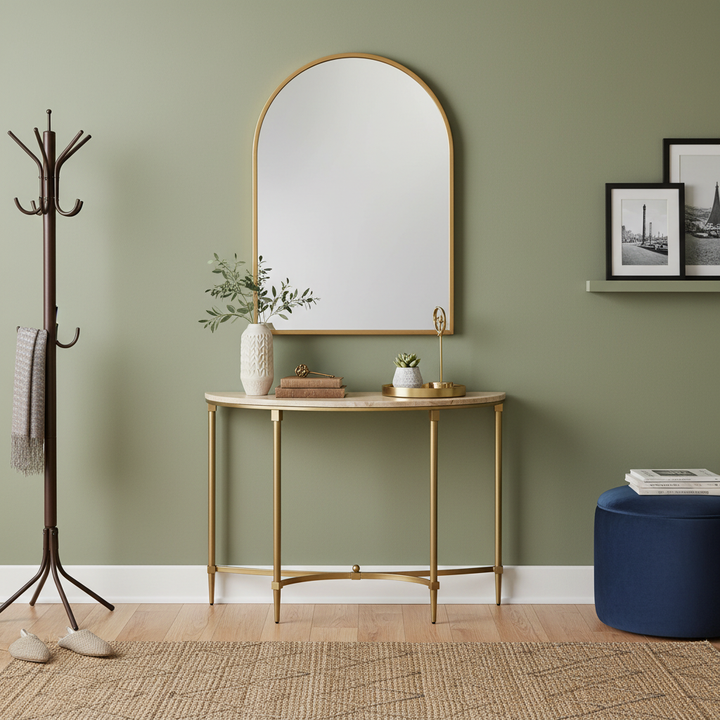 Translation missing: en.Luxury Console Table with Ceramic Marble Top &amp; Gold Metal Legs, Narrow Entryway Display Table for Hallway, Foyer, Living Room and Behind Sofa 