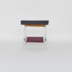Outdoor Garden Swing with Canopy Dark Magenta + Black Fabric And Metal Frame White Powdercoted Finish 