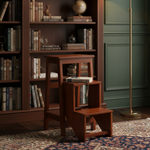 Mango Wood Folding Step Side End Table for Home | Stap Stool Table | Dark Brown 
