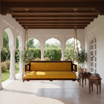 Wooden Platform Reversible Swing (Jhula) with Cushions and Chains 