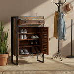 Reclaimed Wood Mauri 2-Door Shoe Cabinet with Drawer Storage Shoe Rack Organiser for Home 
