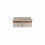 Mango Wood Coffee Table with Marble Top & 4 Drawers – Tan 