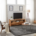 Sheesham Wood Helsinki TV Unit with 2 Door Storage Entertainment Unit Center Console TV Table for Living Room Furniture (Honey Finish) 