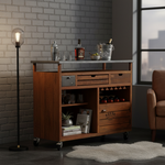 Mango Wood Jacka Wine Storage Stylish Bar Cabinet for Bar Decoration | Brown Finish 