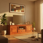 Sheesham Wood Tv Unit Cabinet with Shelves and one Drawer (Sheesham - Honey) 