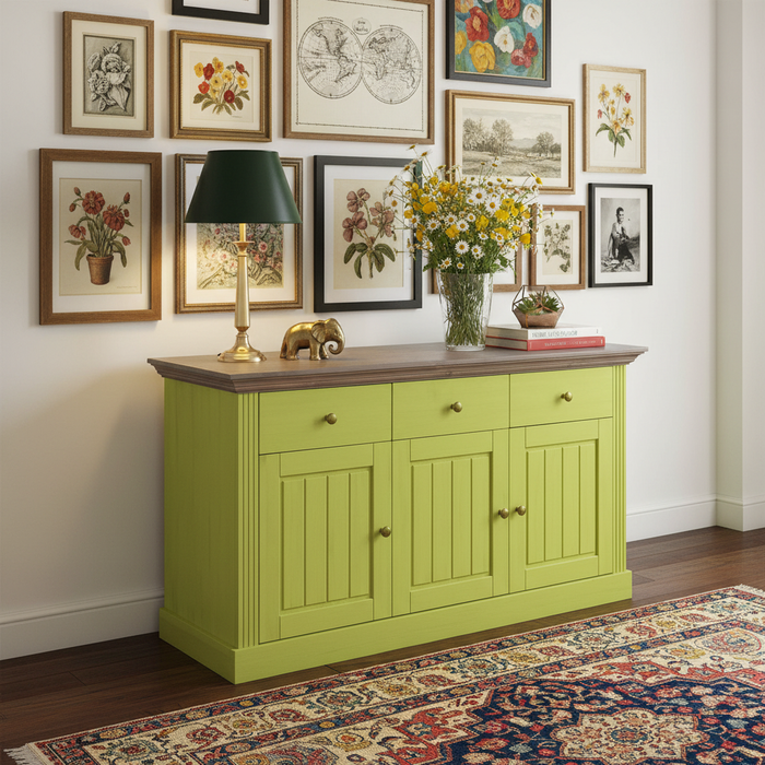 Solid Wood Alegre Sideboard Storage Cabinet for Living Room | Leafy Splendor 