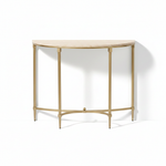 Luxury Console Table with Ceramic Marble Top & Gold Metal Legs, Narrow Entryway Display Table for Hallway, Foyer, Living Room and Behind Sofa 