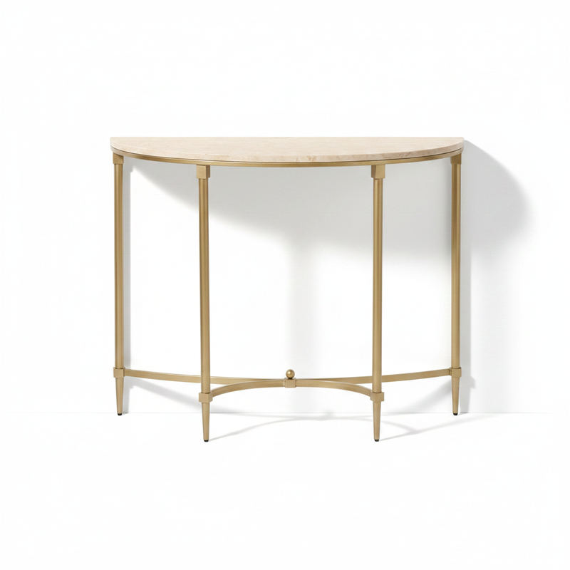 Luxury Console Table with Ceramic Marble Top & Gold Metal Legs, Narrow Entryway Display Table for Hallway, Foyer, Living Room and Behind Sofa 