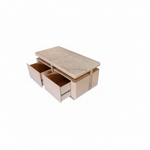 Mango Wood Coffee Table with Marble Top & 4 Drawers – Tan 