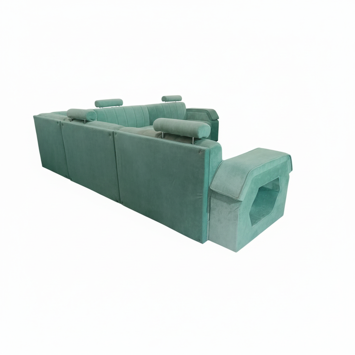 Translation missing: en.Luxury 9-Seater L-Shape Teal Blue Sectional Sofa with Adjustable Headrests &amp; Storage 