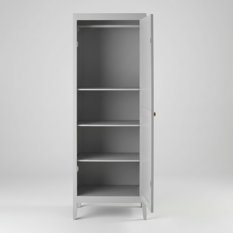 Mango Wood Single Doors Multipurpose Storage Kiev Wardrobe rah for Living Room | Grey 