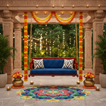 Wooden Platform Reversible Swing (Jhula) with Cushions and Chains 