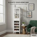 Mango Wood Peetz Royal Stylish Bar Cabinet with Wine Glass Storage for Living Room | Chestnut Finish 