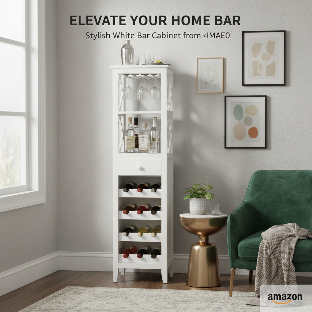 Mango Wood Peetz Royal Stylish Bar Cabinet with Wine Glass Storage for Living Room | Chestnut Finish 