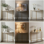 Luxury Console Table with Ceramic Marble Top & Gold Metal Legs, Narrow Entryway Display Table for Hallway, Foyer, Living Room and Behind Sofa 