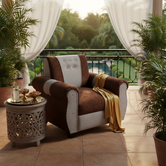 Translation missing: en.Elegant Single Seater Sofa Set for Modern Living Space Furniture in Brown and Beige Color 