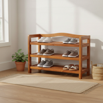 Wooden Shoe Rack 3 Tier Storage Cabinet Wood Shelf for Hallway Large Furniture Organiser Unit Brown Cupboard Racks 