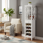 Mango Wood Peetz Royal Stylish Bar Cabinet with Wine Glass Storage for Living Room | Chestnut Finish 