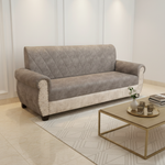 Sofa | Wood Frame Suede Fabric 40D Foam Cushion | Comfortable, Durable, Stylish & Modern for Living Room Furniture | Compact Design Lounge Seat Relaxation (Light Grey + Beige 4) 