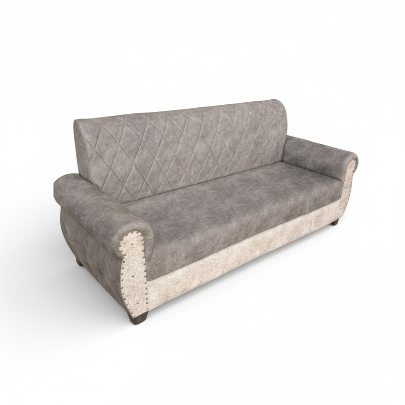 Sofa | Wood Frame Suede Fabric 40D Foam Cushion | Comfortable, Durable, Stylish & Modern for Living Room Furniture | Compact Design Lounge Seat Relaxation (Light Grey + Beige 2) 