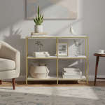 3-Tier Console Table witth Ceramic Marble Shelves & Gold Metal Frame, Modern Narrow Sofa Table for Entryway, Hallway, Bedroom, Foyer and Living Room 