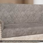 Sofa | Wood Frame Suede Fabric 40D Foam Cushion | Comfortable, Durable, Stylish & Modern for Living Room Furniture | Compact Design Lounge Seat Relaxation (Light Grey + Beige 2) 