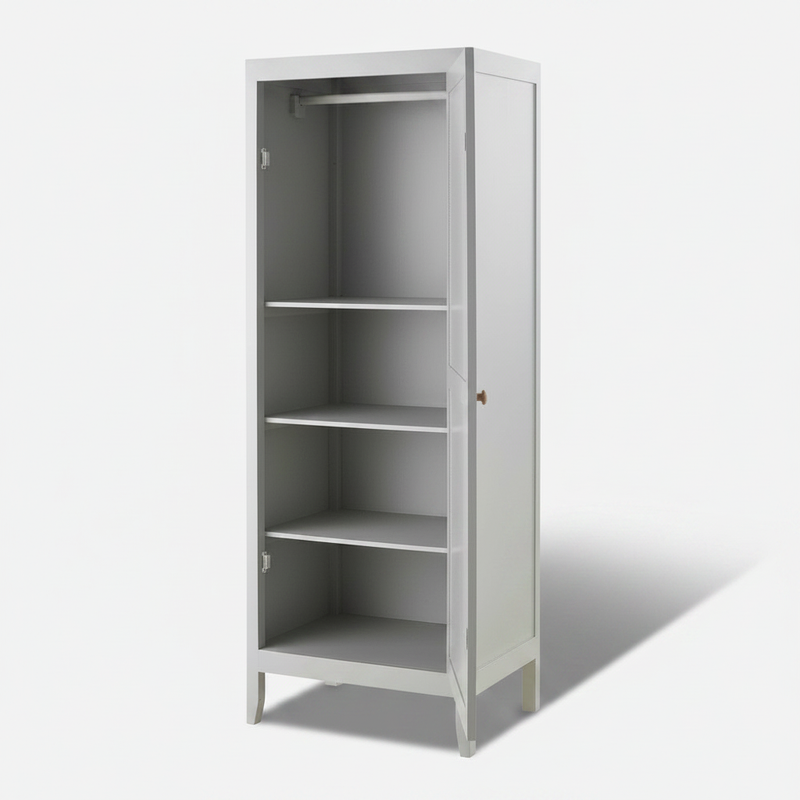 Mango Wood Single Doors Multipurpose Storage Kiev Wardrobe rah for Living Room | Grey 