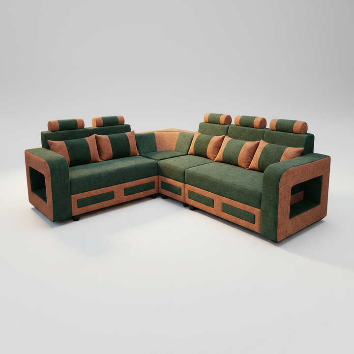 Translation missing: en.L-Shaped Sectional 6-Seater Sofa with Padded Armrest, Perfect Fabric Corner Sofa 