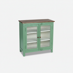 2 Door Cabinet with Wicker Front 2 Shelves | Mango Wood Storage Organizer | Rustic Durable Stylish Wooden Furniture | Compact Design Home Decor 