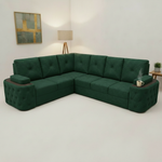 7-Seater Sofa with Padded Armrest, Premium Faux Leather Fabric Corner Sofa for Guests, Living 