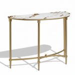 Luxury Console Table with Ceramic Marble Top & Gold Metal Legs, Narrow Entryway Display Table for Hallway, Foyer, Living Room and Behind Sofa 