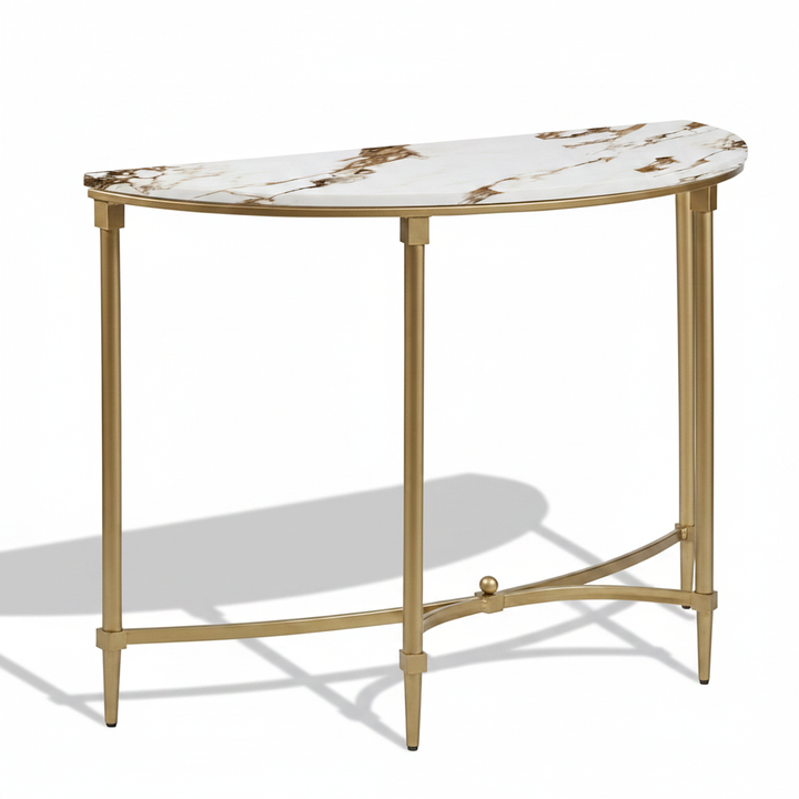 Translation missing: en.Luxury Console Table with Ceramic Marble Top &amp; Gold Metal Legs, Narrow Entryway Display Table for Hallway, Foyer, Living Room and Behind Sofa 