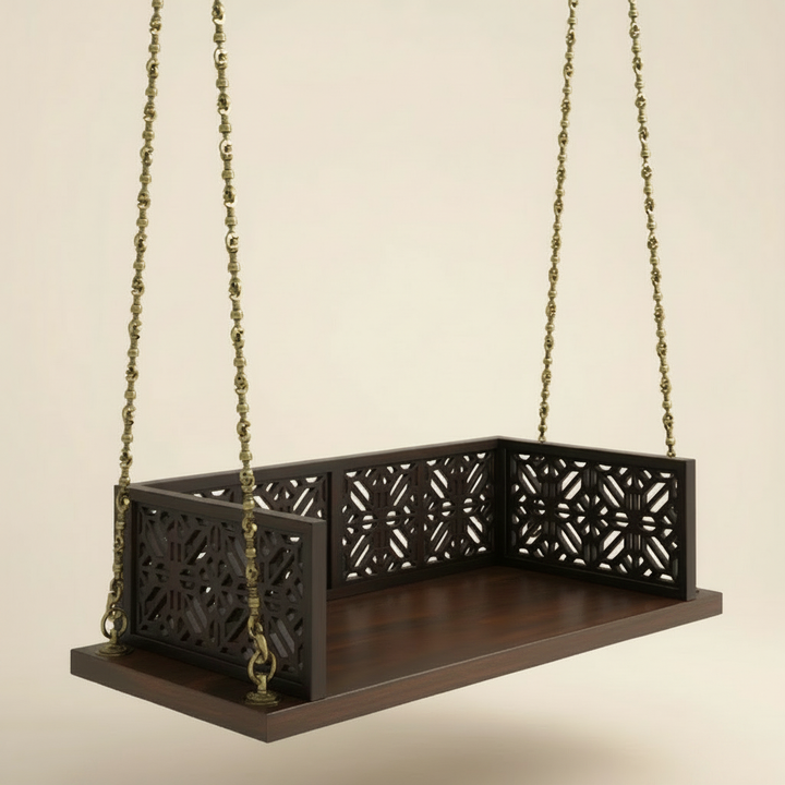 Translation missing: en.Swing Wooden Jhula with Brass Coated Chainfor Indoor Outdoor &amp; Balcony | House Swings 