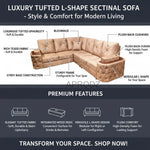 7-Seater Sofa with Padded Armrest, Premium Faux Leather Fabric Corner Sofa for Guests, Living Room, Drawing Room, Office & Lounge (Beige) 