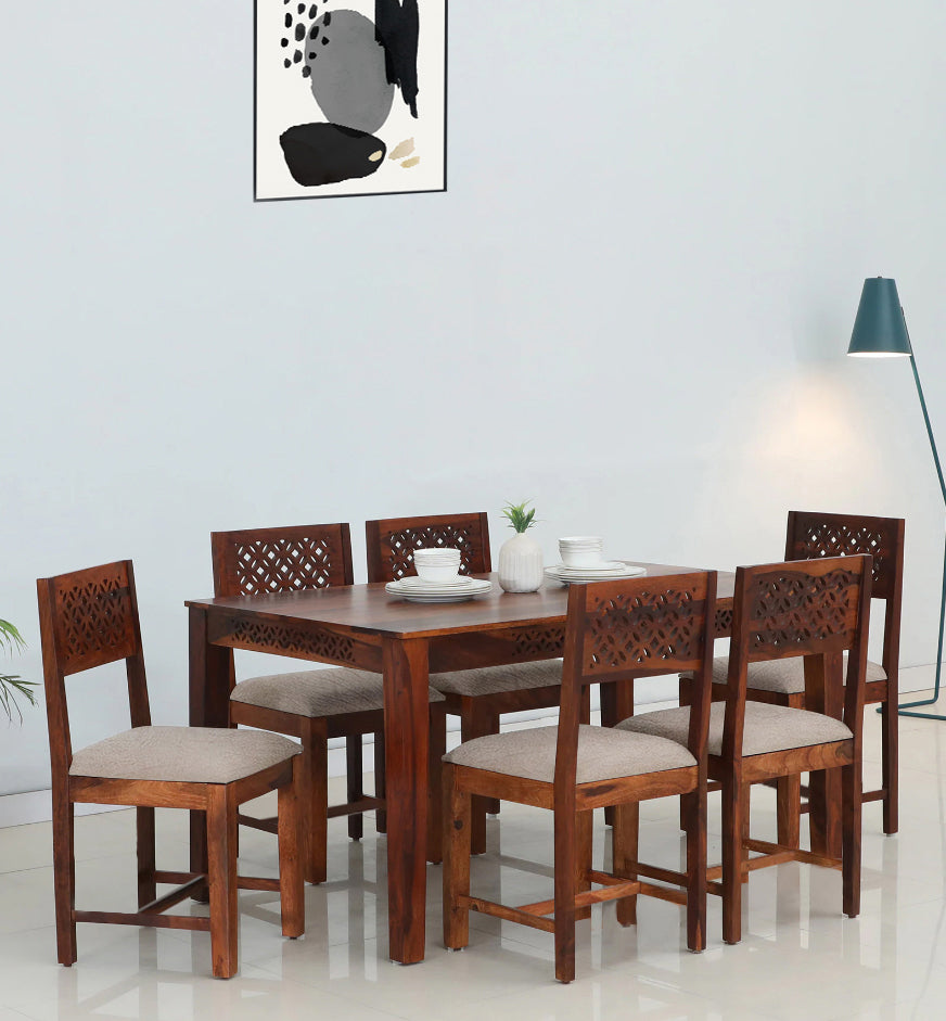 Sheesham Wood Durque 6 Seater Dining Table Set for Home | Dining Furniture Aprodz