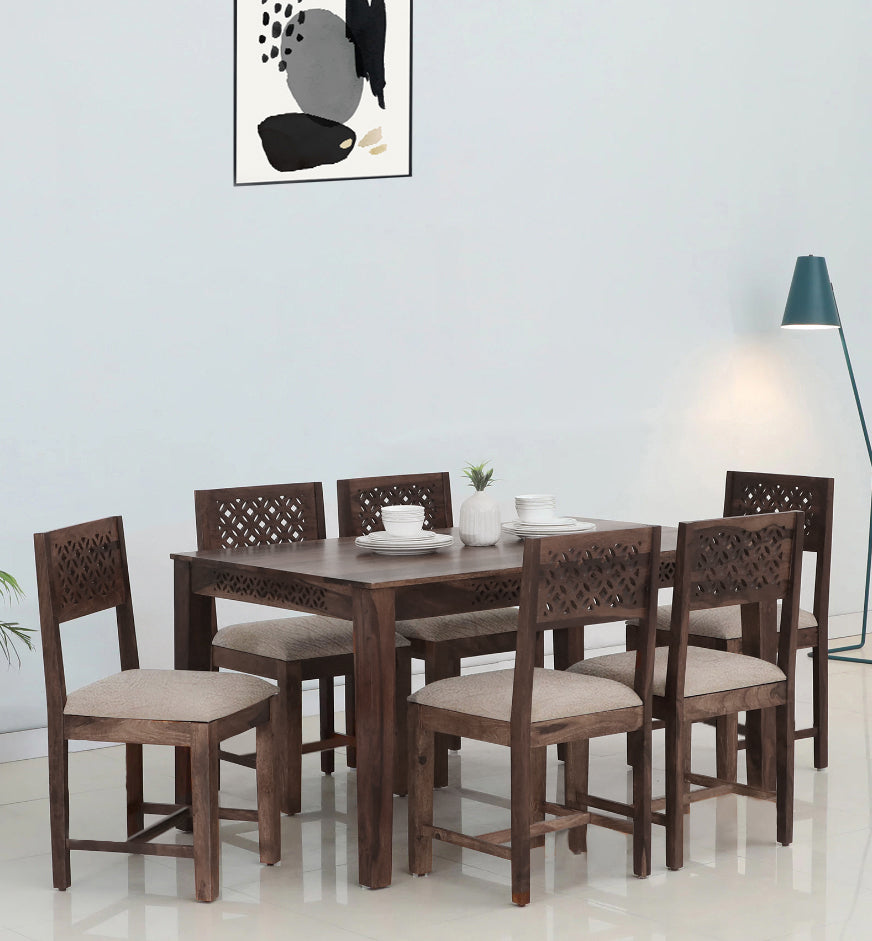 Sheesham Wood Durque 6 Seater Dining Table Set for Home | Dining Furniture Aprodz