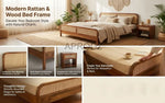 Rattan Cane Bed Frame – King & Queen Size, Walnut Finish 
