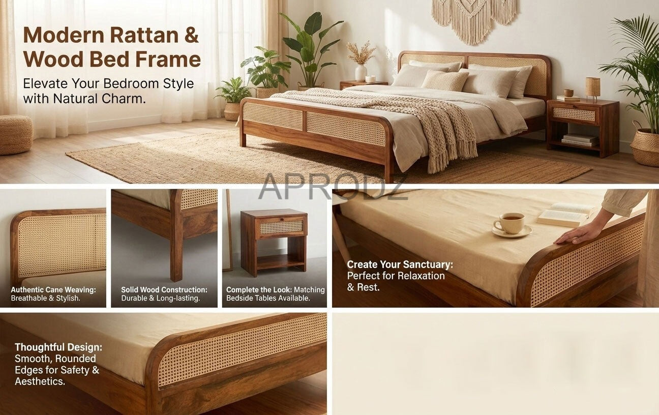 Rattan Cane King & Queen Size Bed cane