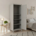 Mango Wood Single Doors Multipurpose Storage Kiev Wardrobe Almirah for Living Room | Grey 