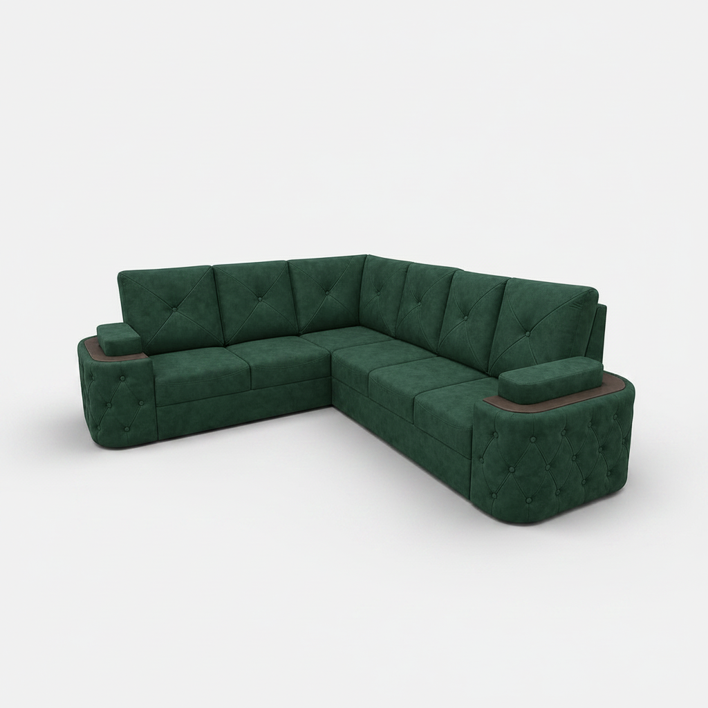 7-Seater Sofa with Padded Armrest, Premium Faux Leather Fabric Corner Sofa for Guests, Living 