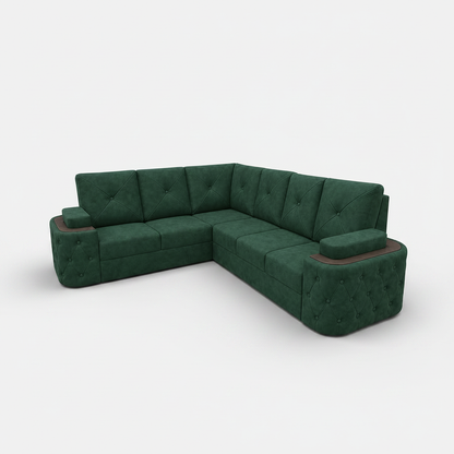 7-Seater Sofa with Padded Armrest, Premium Faux Leather Fabric Corner Sofa for Guests, Living 