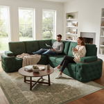7-Seater Sofa with Padded Armrest, Premium Faux Leather Fabric Corner Sofa for Guests, Living 