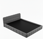 Katence Elegant Linen Platform Bed with Upholstered Headboard and Solid Frame Stability Beige Fabric 
