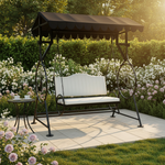 APRODZ Best Buy Steel Porch Jhula Swings Outdoor Iron Frame Deluxe Patio Garden Porch Canopy 3 Seats Swing with Bench 