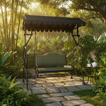 APRODZ Best Buy Steel Porch Jhula Swings Outdoor Iron Frame Deluxe Patio Garden Porch Canopy 3 Seats Swing with Bench 