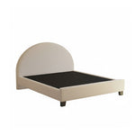 Upholstered Bed Frame, Green Fabric with Wooden Construction, Arched Headboard Platform Bed 