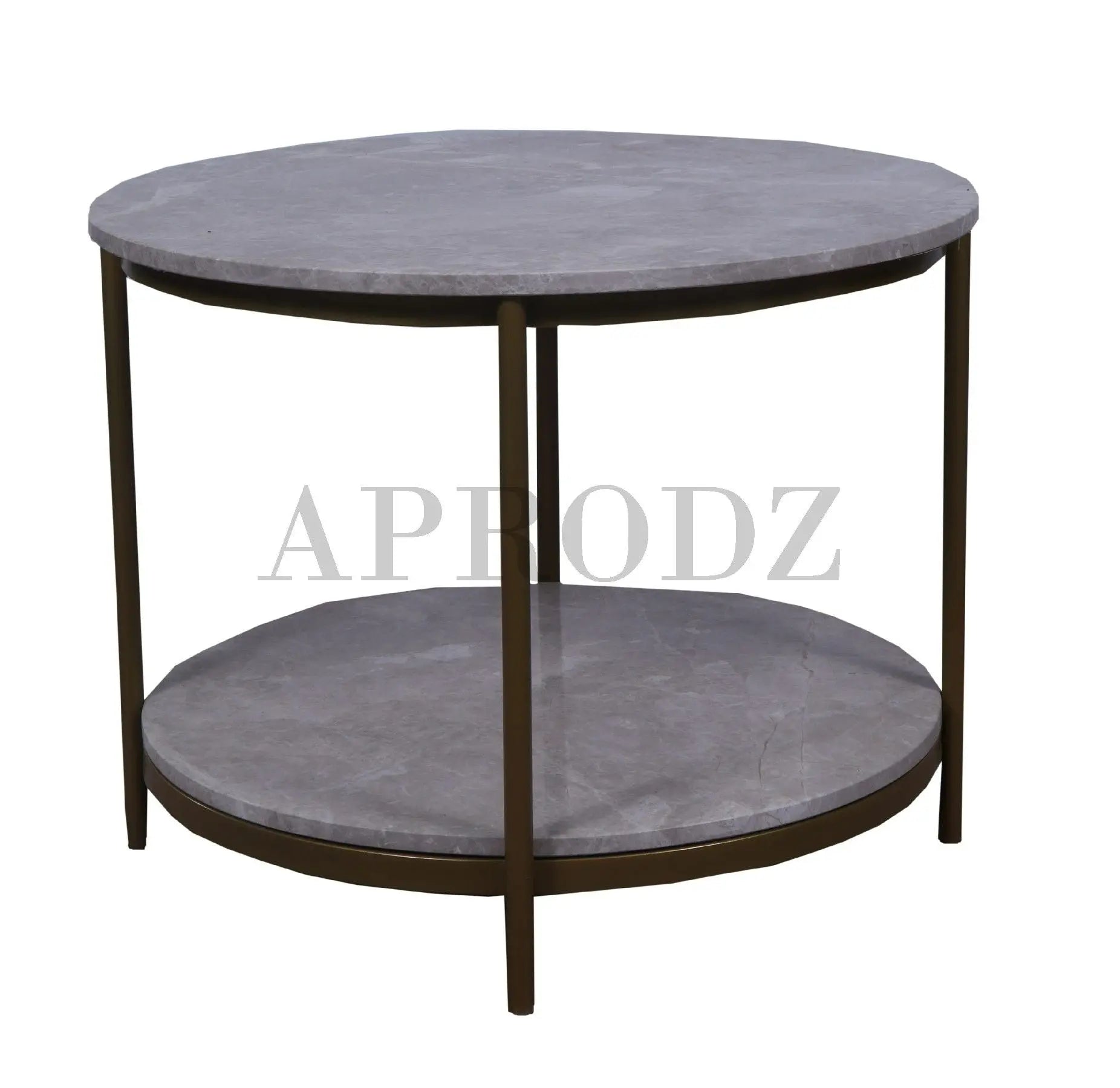 Marbmeto Italian Marble Top and Metal Coffee Table (Metal - Grey + Gold PowderCoated) 